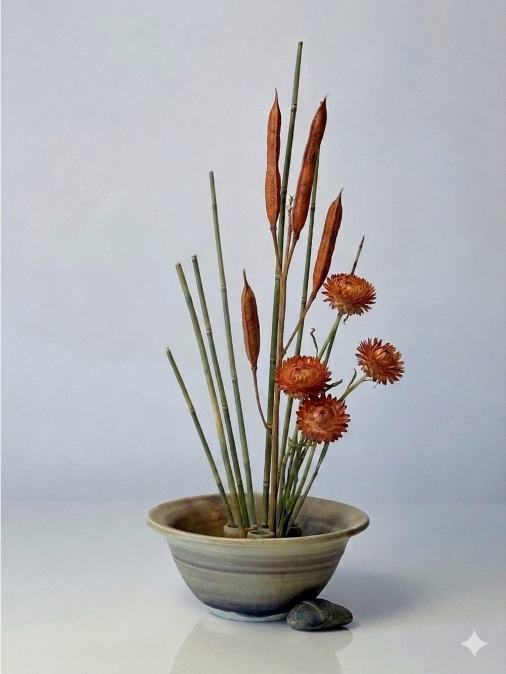 Studio Pottery Ikebana Vase Flower Frog Floral Arranging Bowl Artist Signed